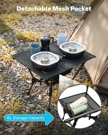 Gonex camping table with detachable mesh pocket and 6L storage capacity