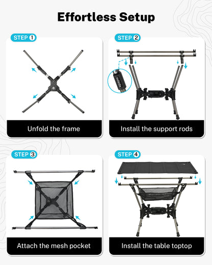 Gonex folding camping table with easy four step setup