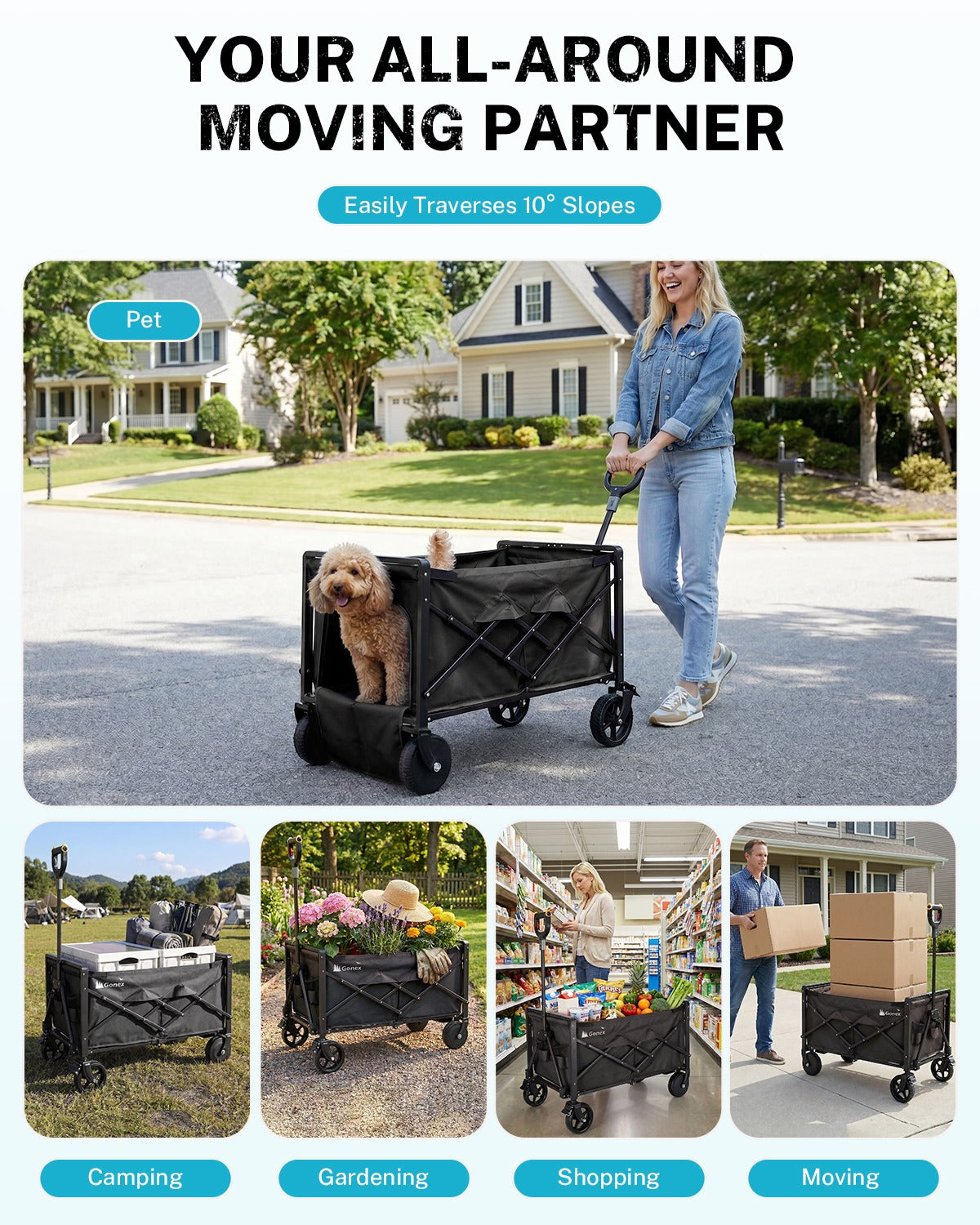Gonex 36-Inch Electric Wagon Cart Foldable Motorized Utility Wagon