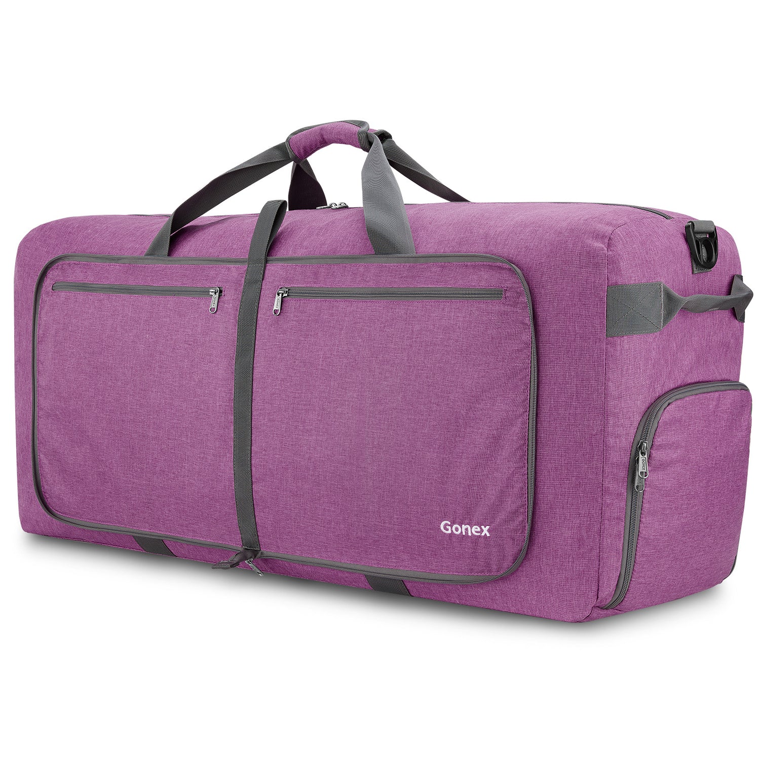 Orchid Purple Gonex foldable lightweight duffle bag with shoe compartment and self-storage pouch