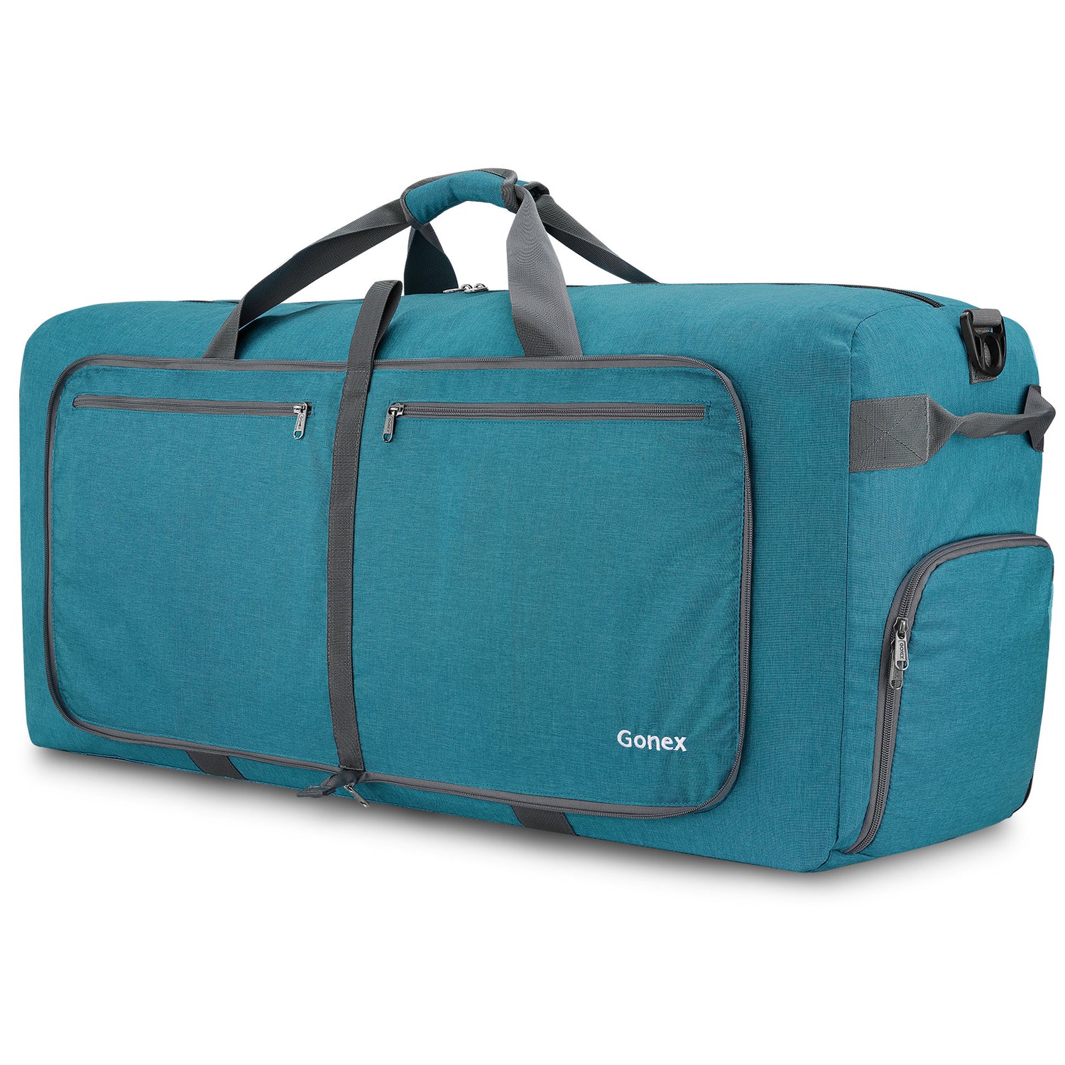 Teal Blue Gonex foldable lightweight duffle bag with shoe compartment and self-storage pouch