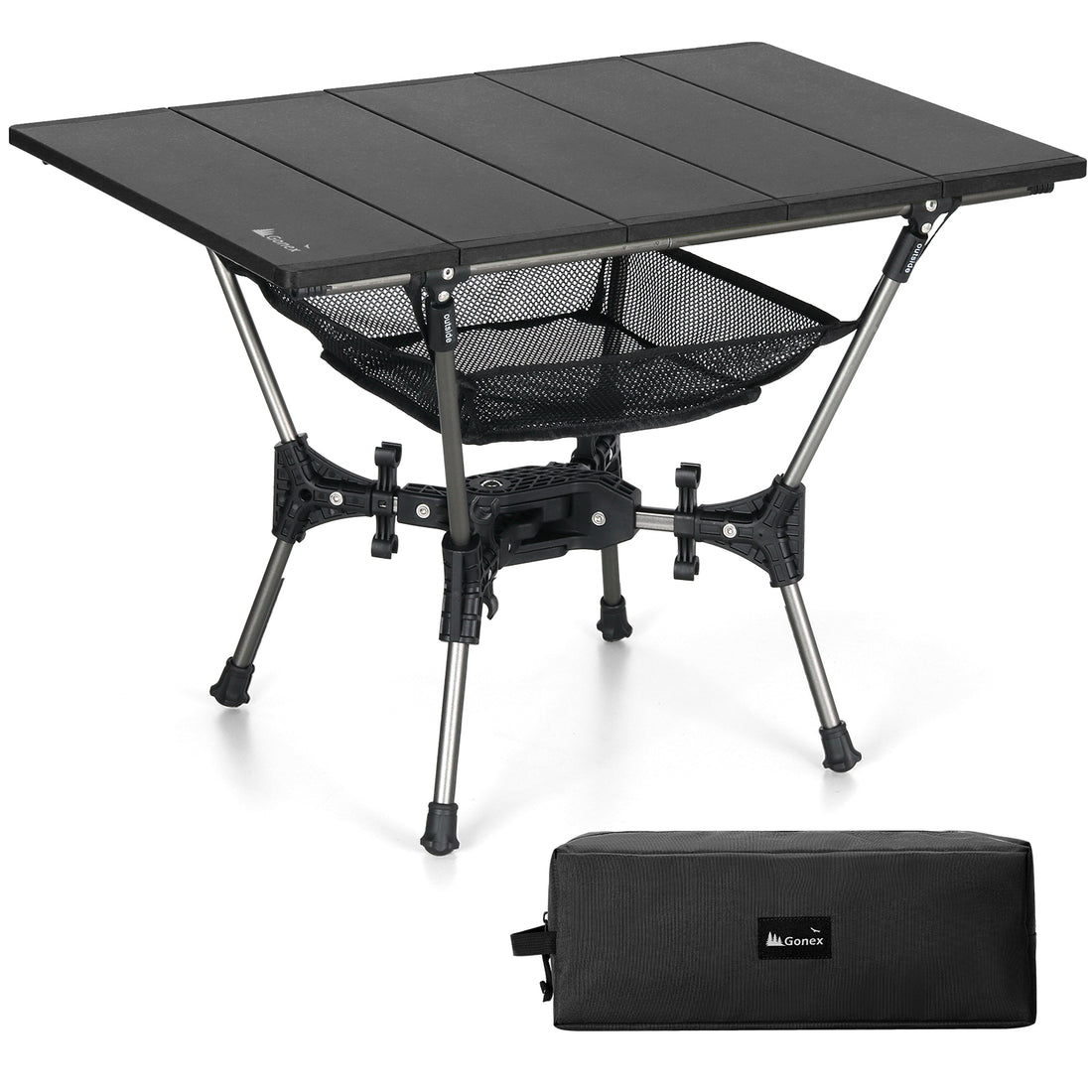 Gonex black folding aluminum camping table with storage bag