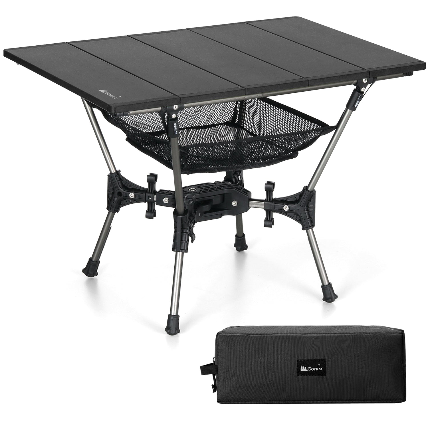 Gonex black folding aluminum camping table with storage bag