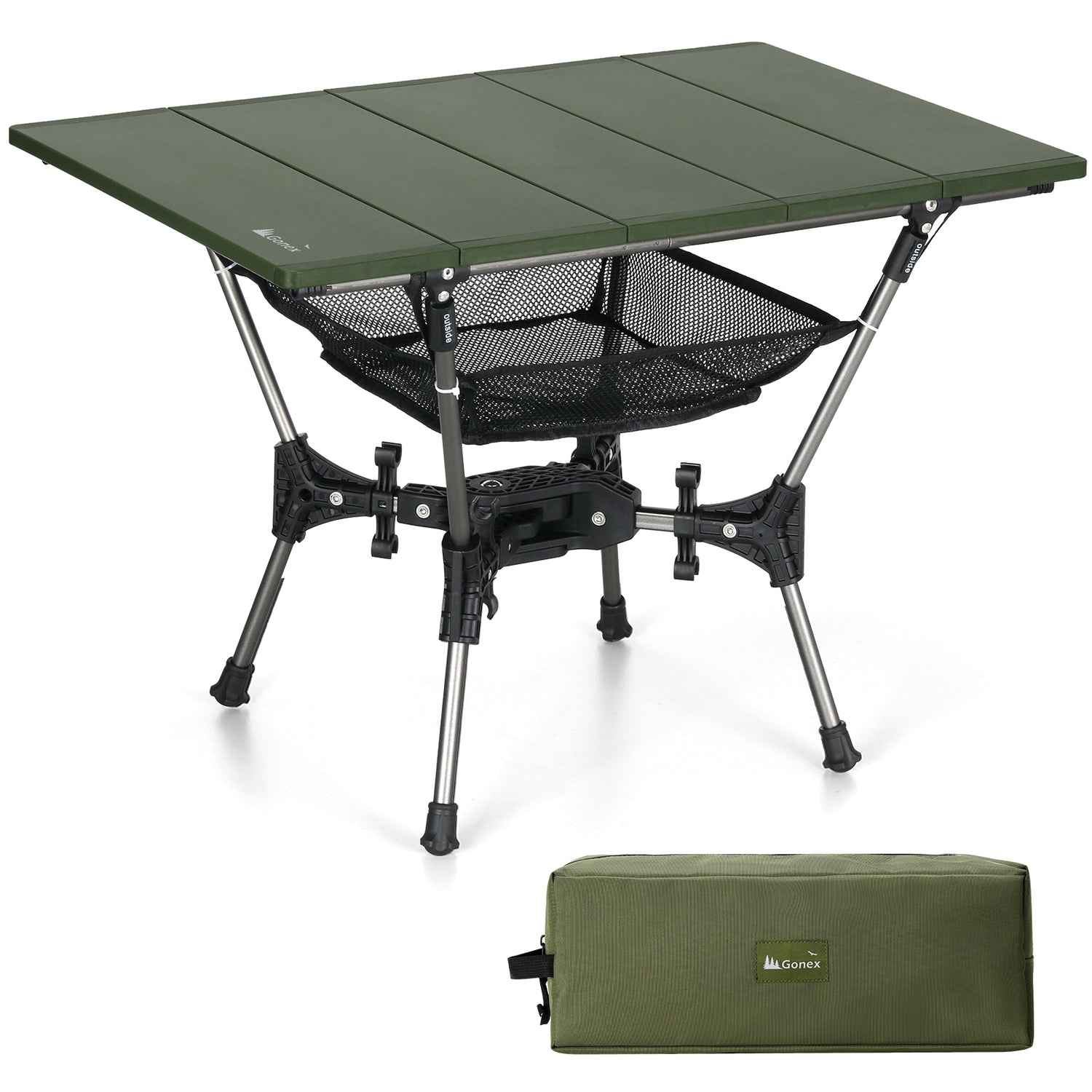 Gonex green folding aluminum camping table with storage bag