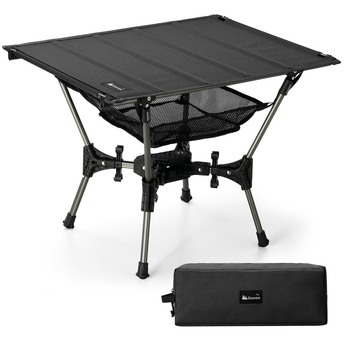 Gonex black folding camping table with storage bag