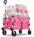 Pink folding cart with various items loaded