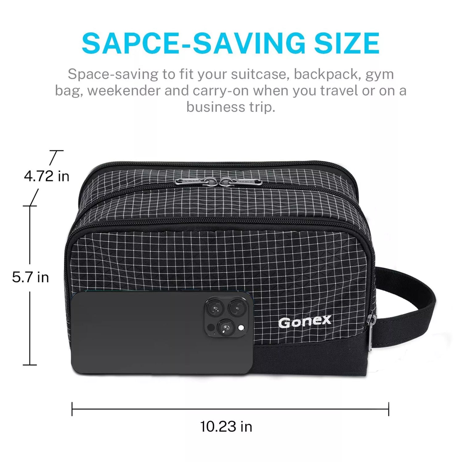 space-saving design Gonex travel toiletry bag