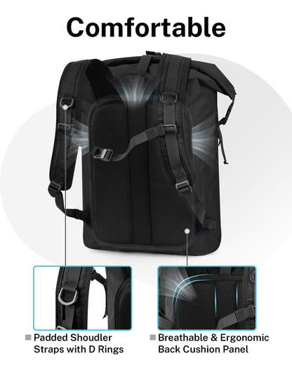 Gonex waterproof backpack with padded shoulder straps and breathable ergonomic back cushion panel