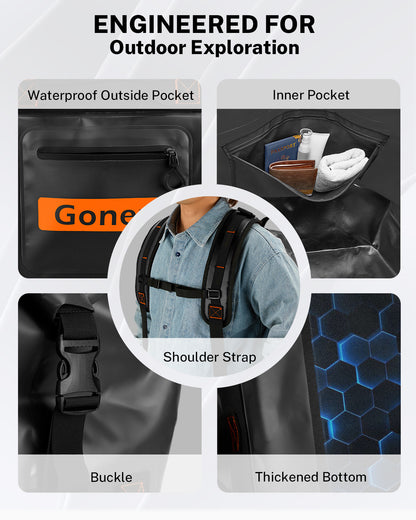 Gonex waterproof duffle bag with outside pocket inner pocket buckle and thickened bottom