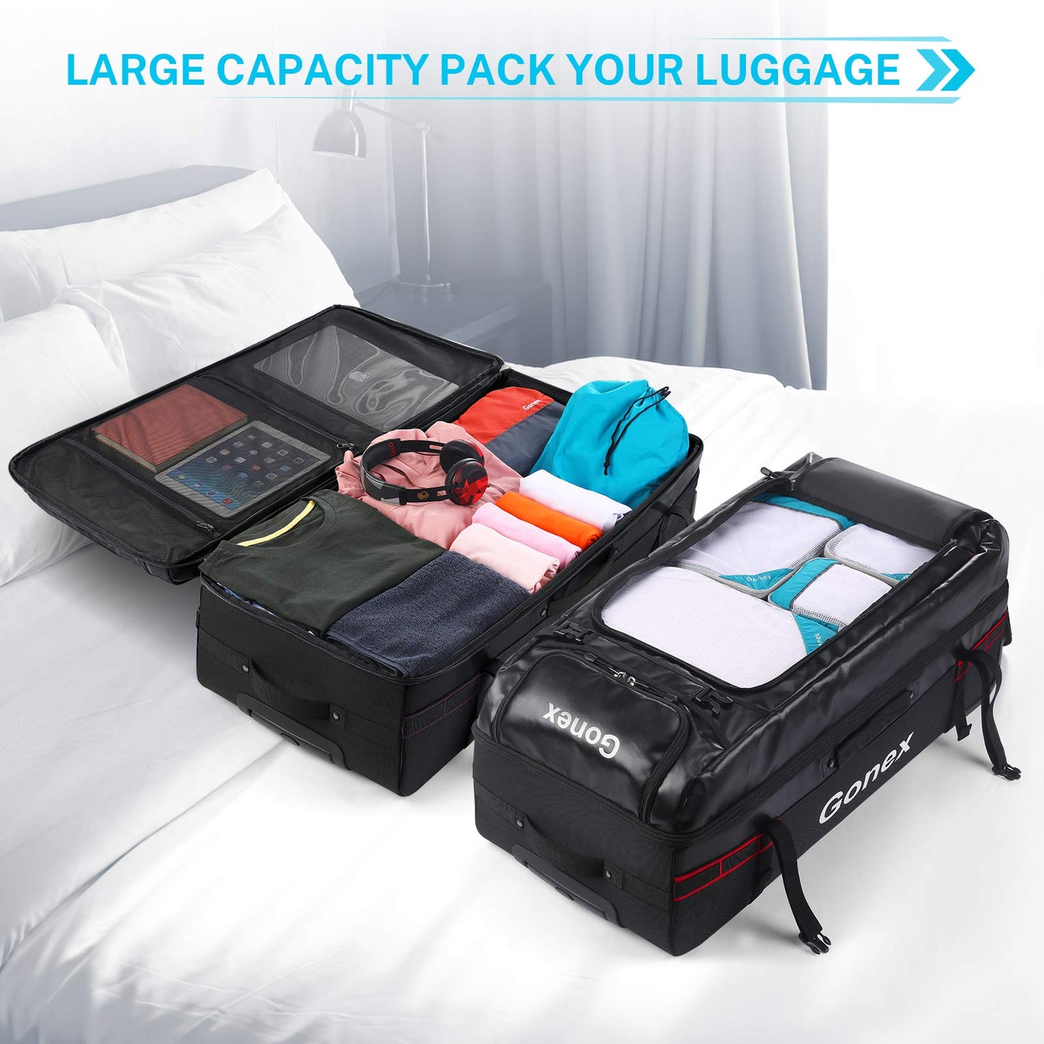 best large travel duffel bag with wheels Gonex 33" Rolling Duffle Bags