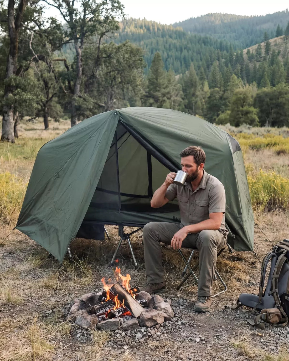 Gonex 1-Person Off-Ground Folding Camping Cot Combo