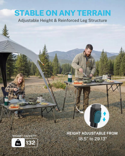 Gonex 50" Camping Table with Adjustable Height Legs
