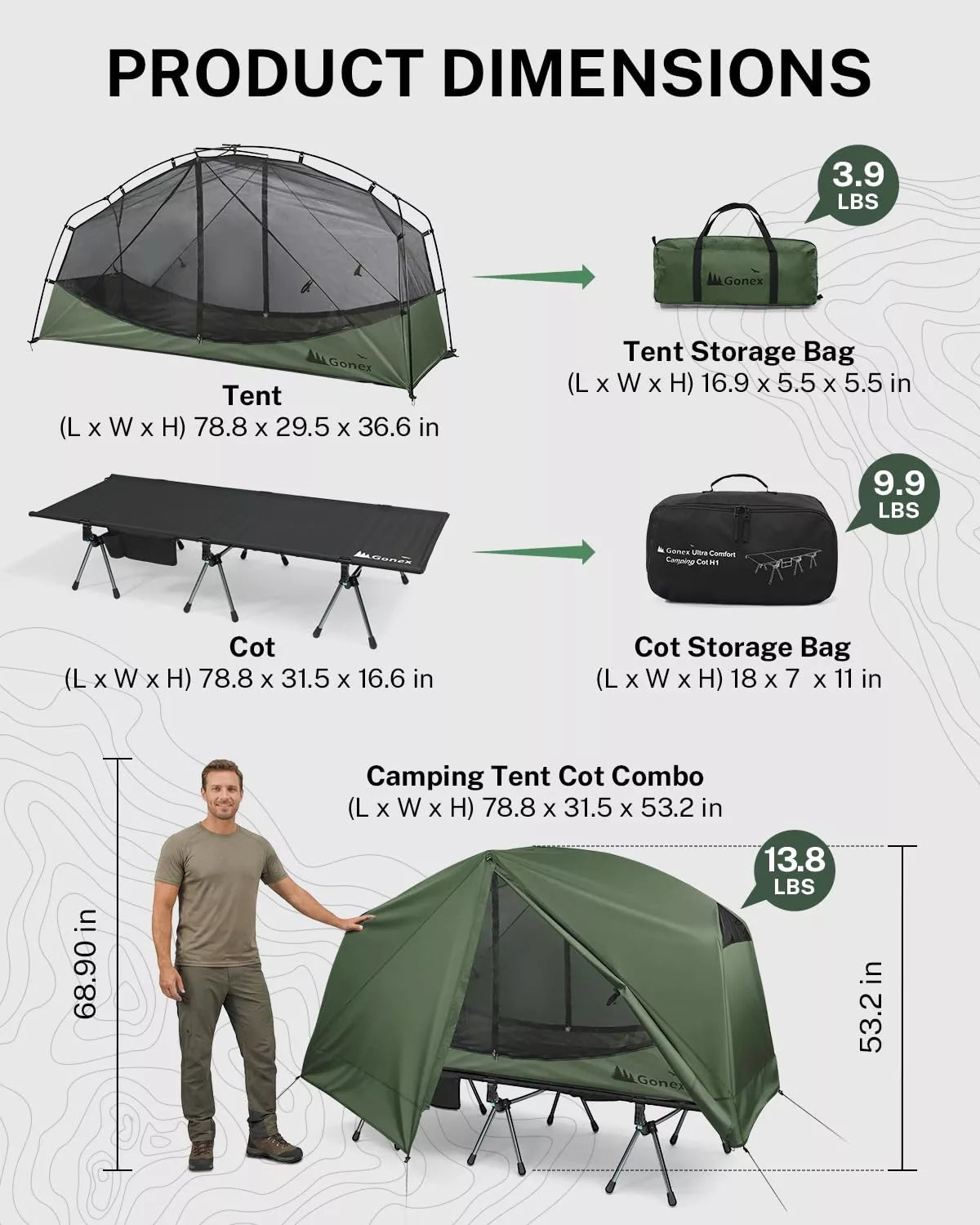 single person cot tent Gonex 1-Person Off-Ground Folding Camping Cot Combo