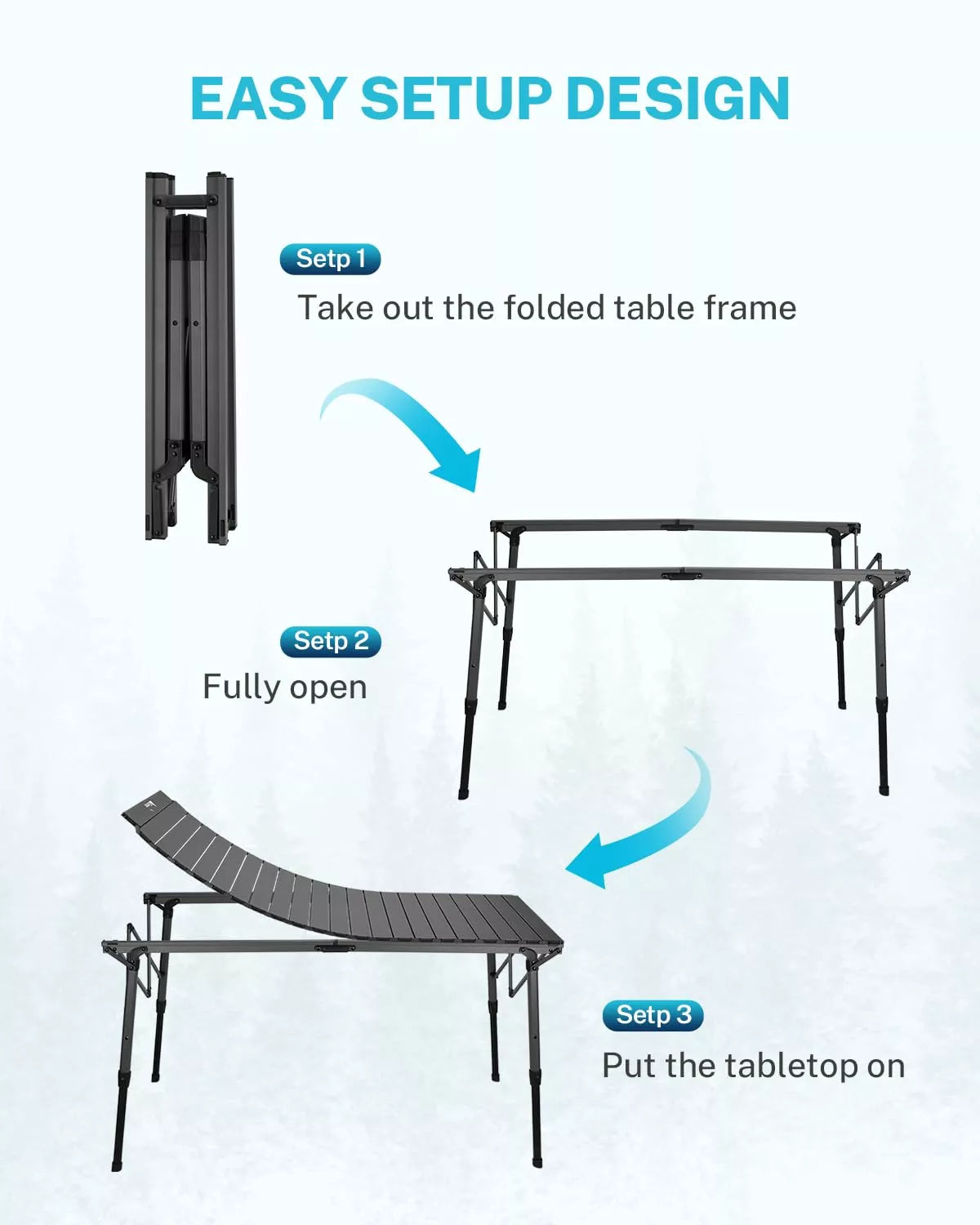 Gonex 50" Camping Table with Adjustable Height Legs