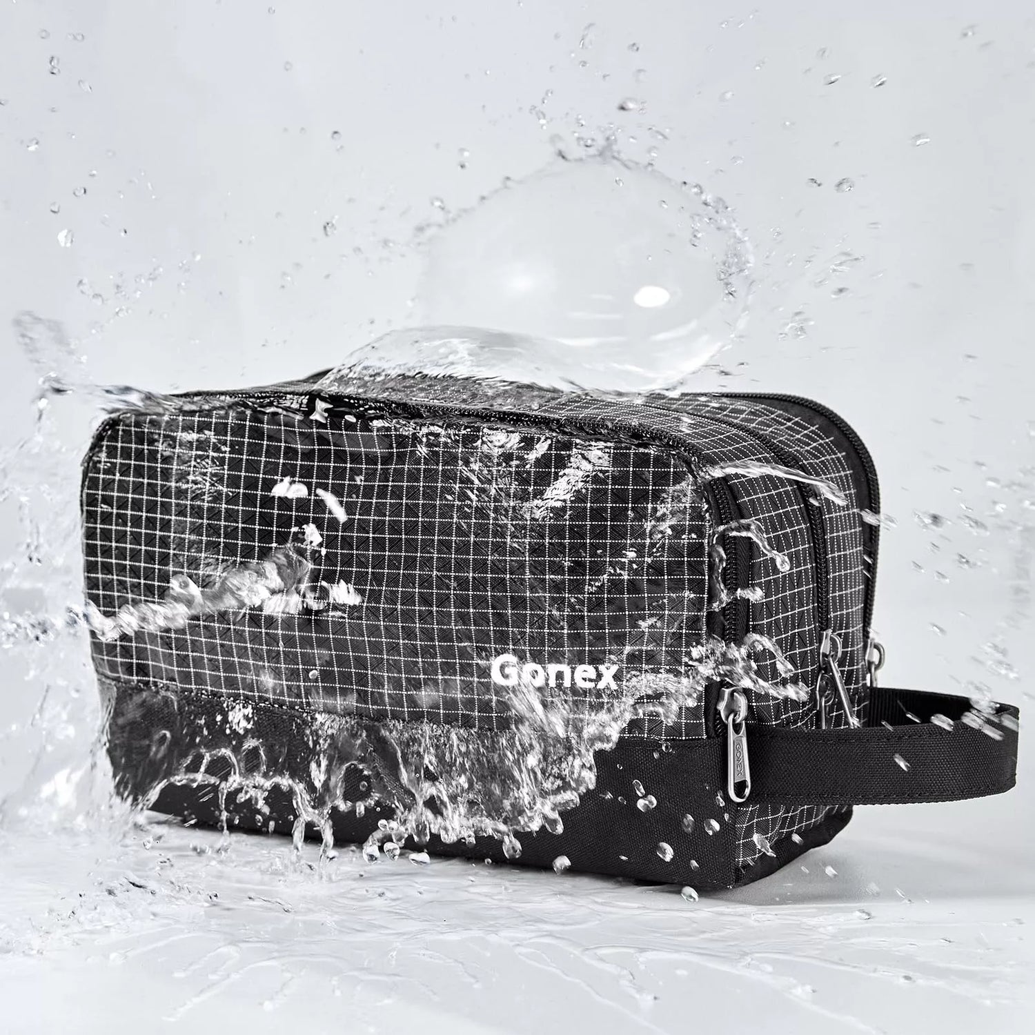 Gonex mesh toiletry bag checkered black