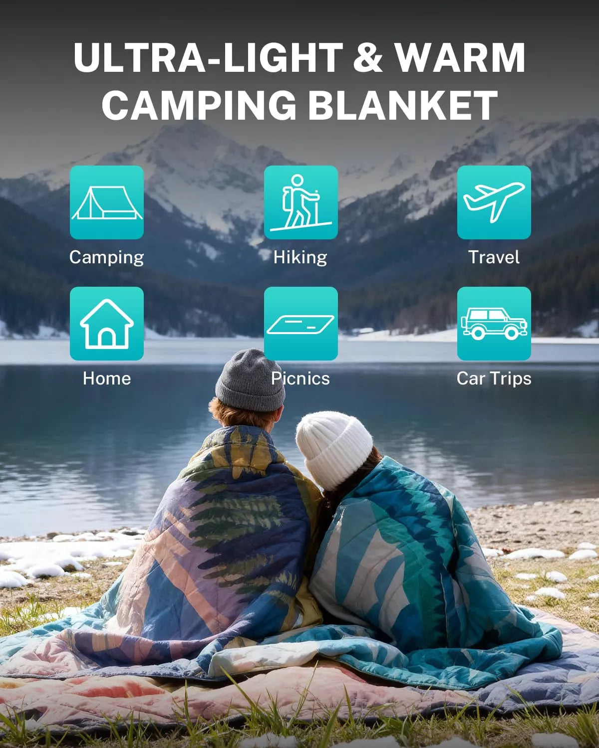 Ultra-light and warm outdoor camping blanket iceberg pattern