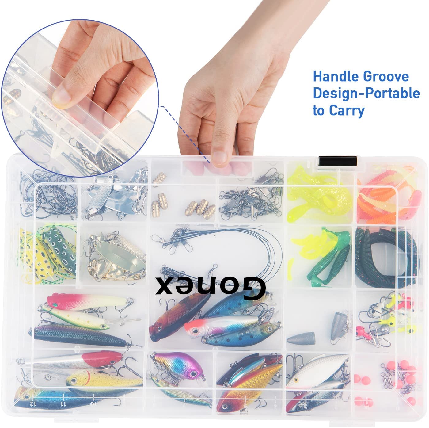 Gonex 3700 Clear Fishing Tackle Boxes with Compartment Storage