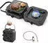 Gonex portable gas stove with grill top, food being cooked, and accessories