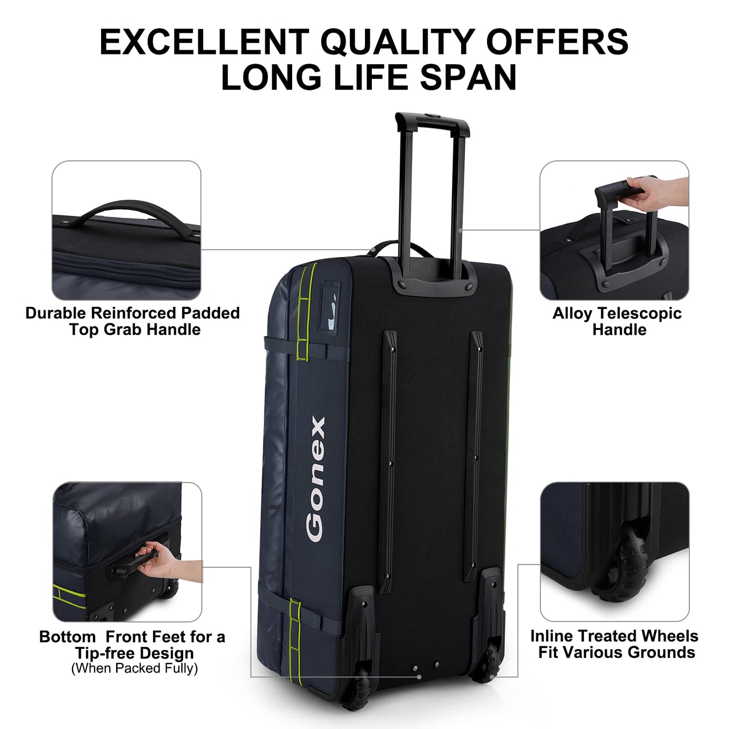 best travel portable duffel bag Gonex 33" Rolling Duffle Bags