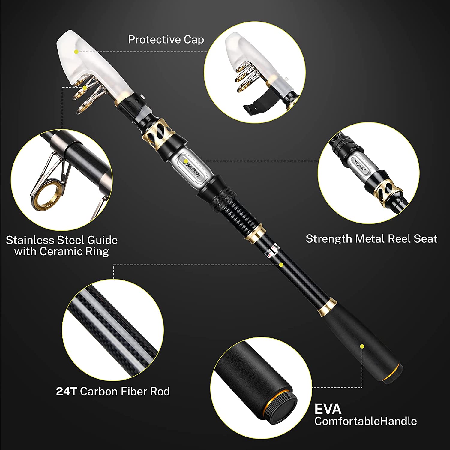 Gonex Telescopic Fishing Rod and Reel Combo Set with Fishing Line