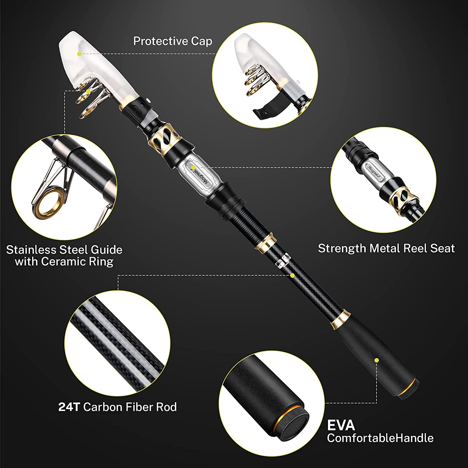 Fishing Rod Reel Combos, Stainless Steel Portable Collapsible Telescopic Fishing Pole with Spinning Reel Kit Fishing Rod and Its Accessories Fishing