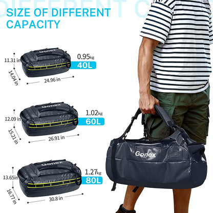 Gonex 80L Weekender Bag Waterproof Duffle Holdall Bag Convertible Backpack