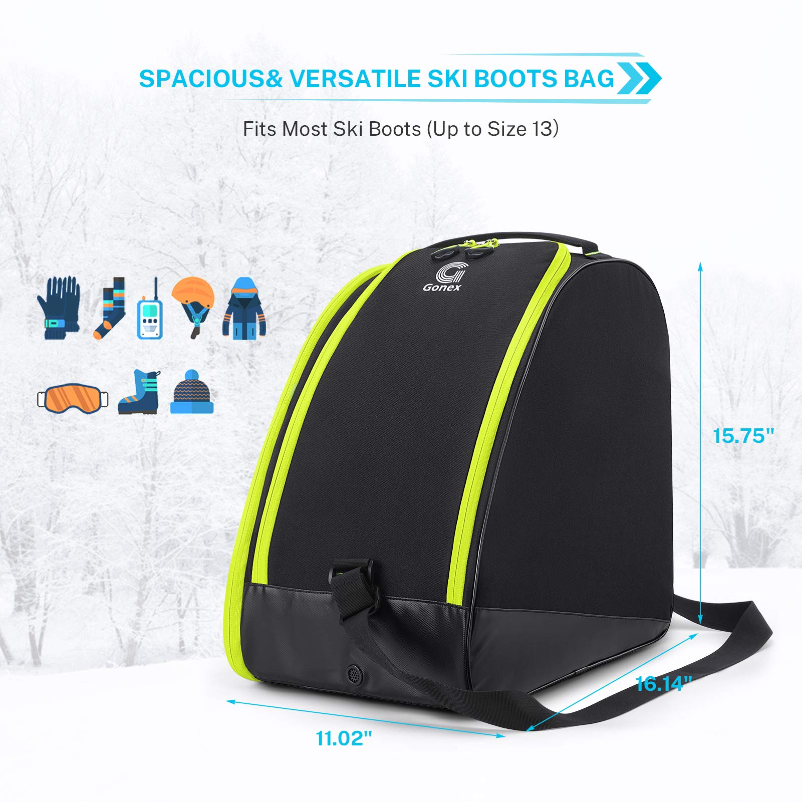 Gonex Padded Ski Bag and Boot Bag Combo