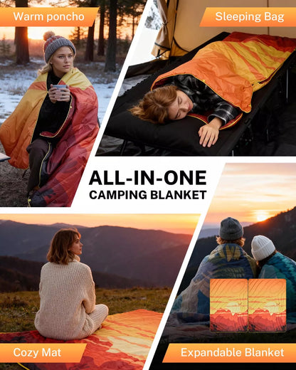 All in one waterproof camping blanket