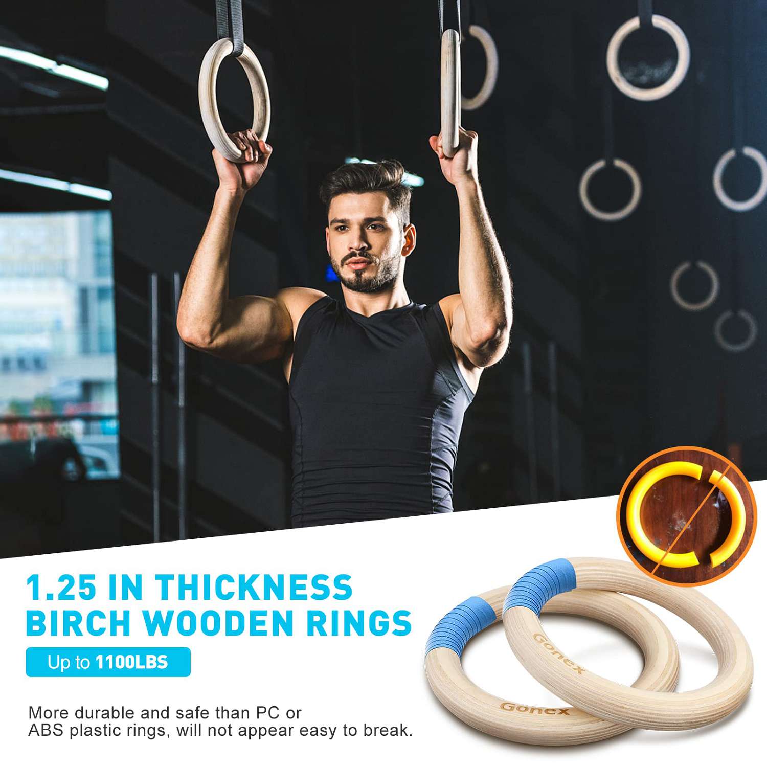 wooden exercise rings