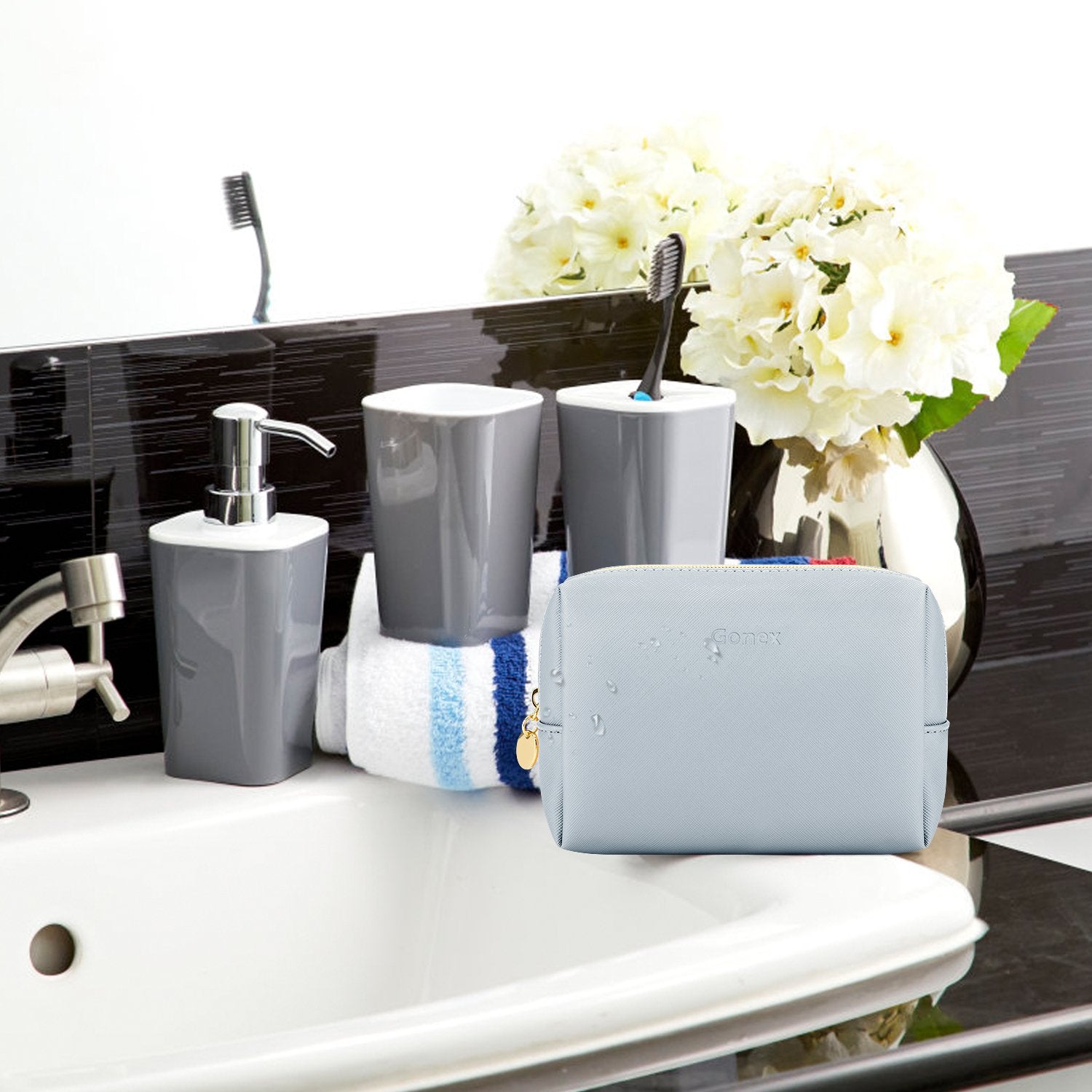 Gonex Portable Water-Resistant Small Makeup Bag