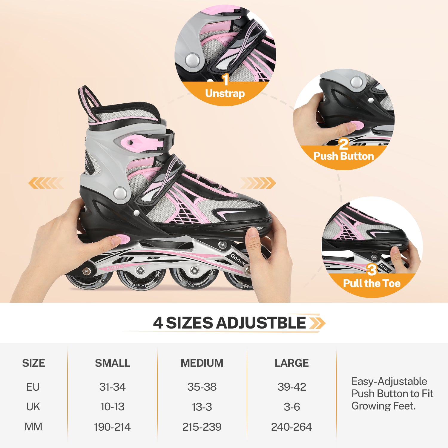 Gonex Inline-Skates für Mädchen, Jungen und Kinder