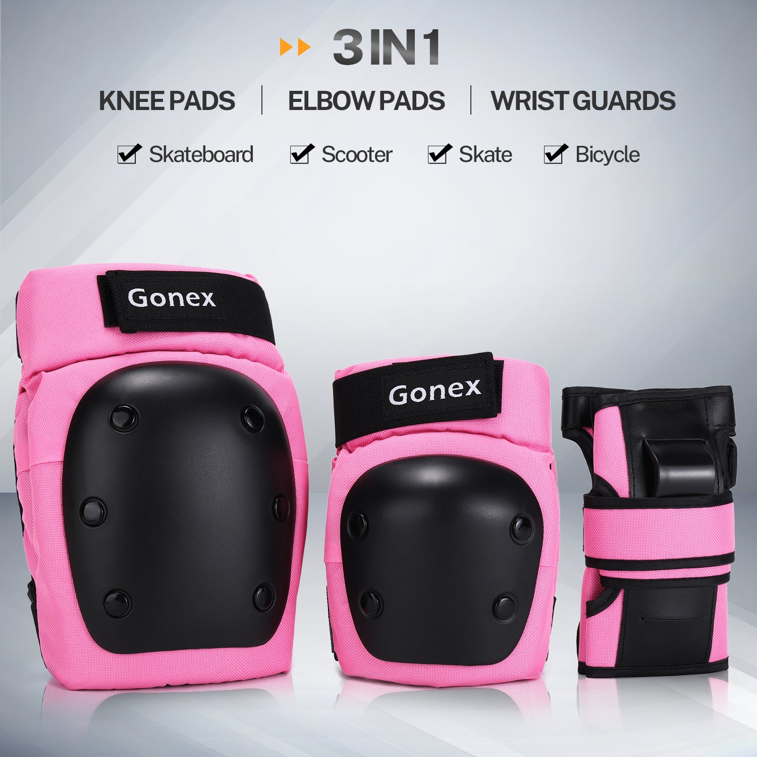 Gonex Skateboard Elbow Pads Knee Pads with Wrist Guards for Kids Youth Adult