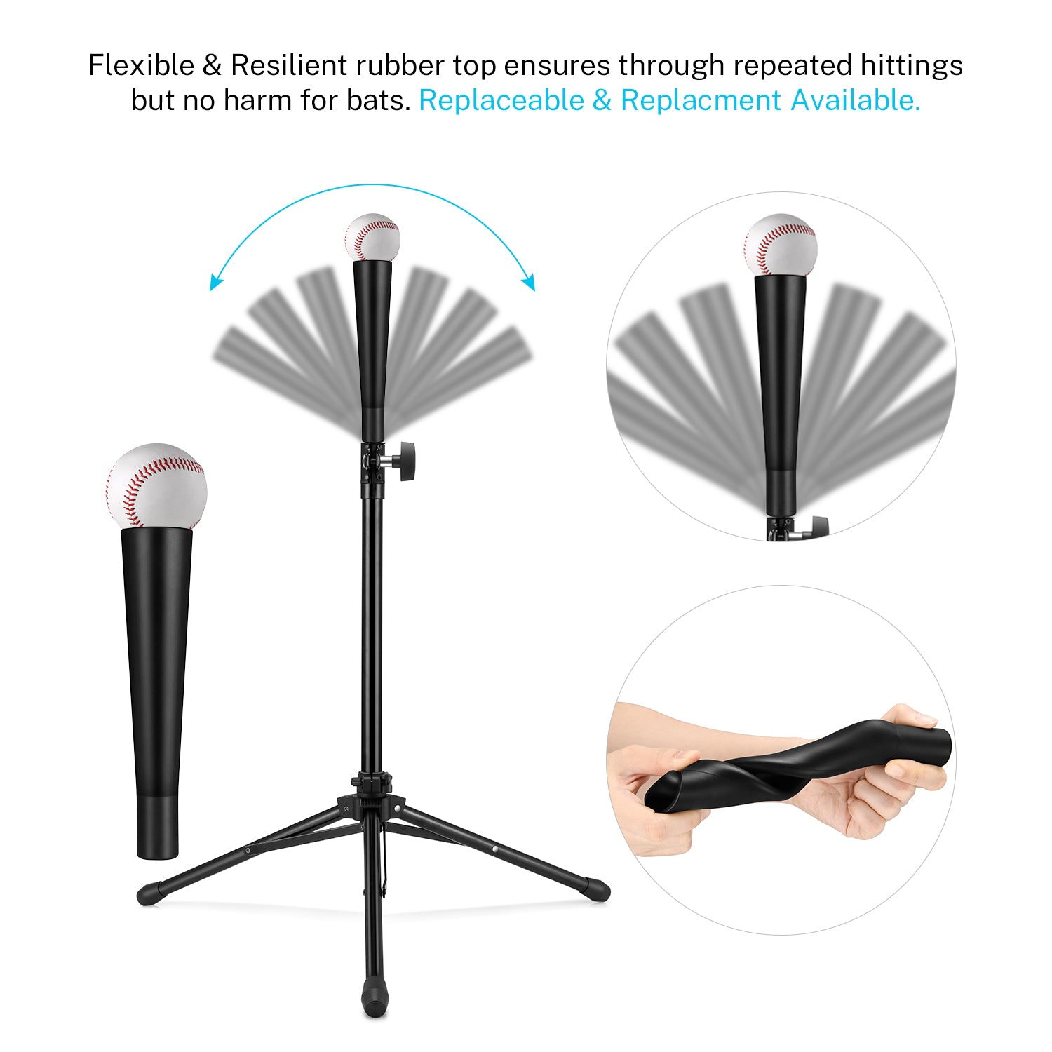 BOOSTEADY Baseball Stroke Tee Baseball Softball Portable Tripod Tee for Hitting Training Exercises with Carry Bag BOOSTEADY Baseball Stroke Tee Baseball Softball Portable Tripod Tee for Hitting Training Exercises with Carry Bag