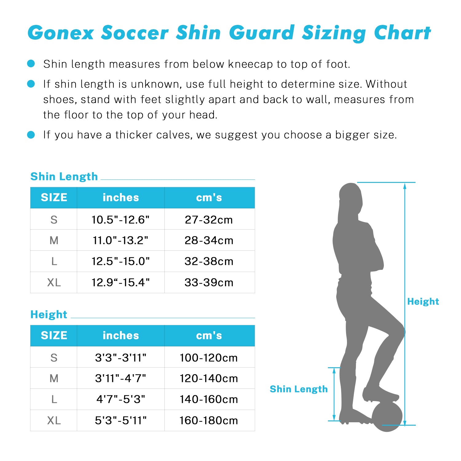 Football Shin Pad Size Guide, Shin Pad Sizes