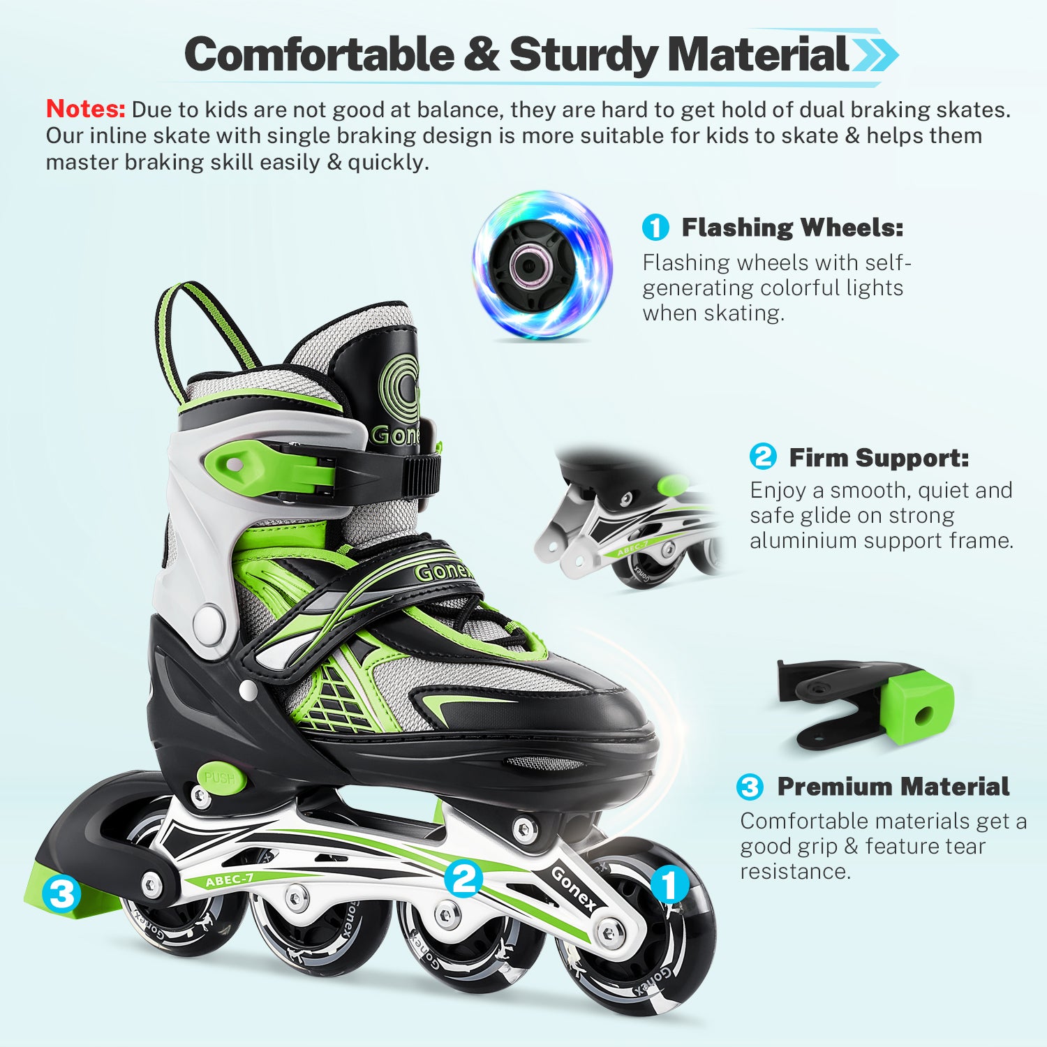 Gonex Inline-Skates für Mädchen, Jungen und Kinder