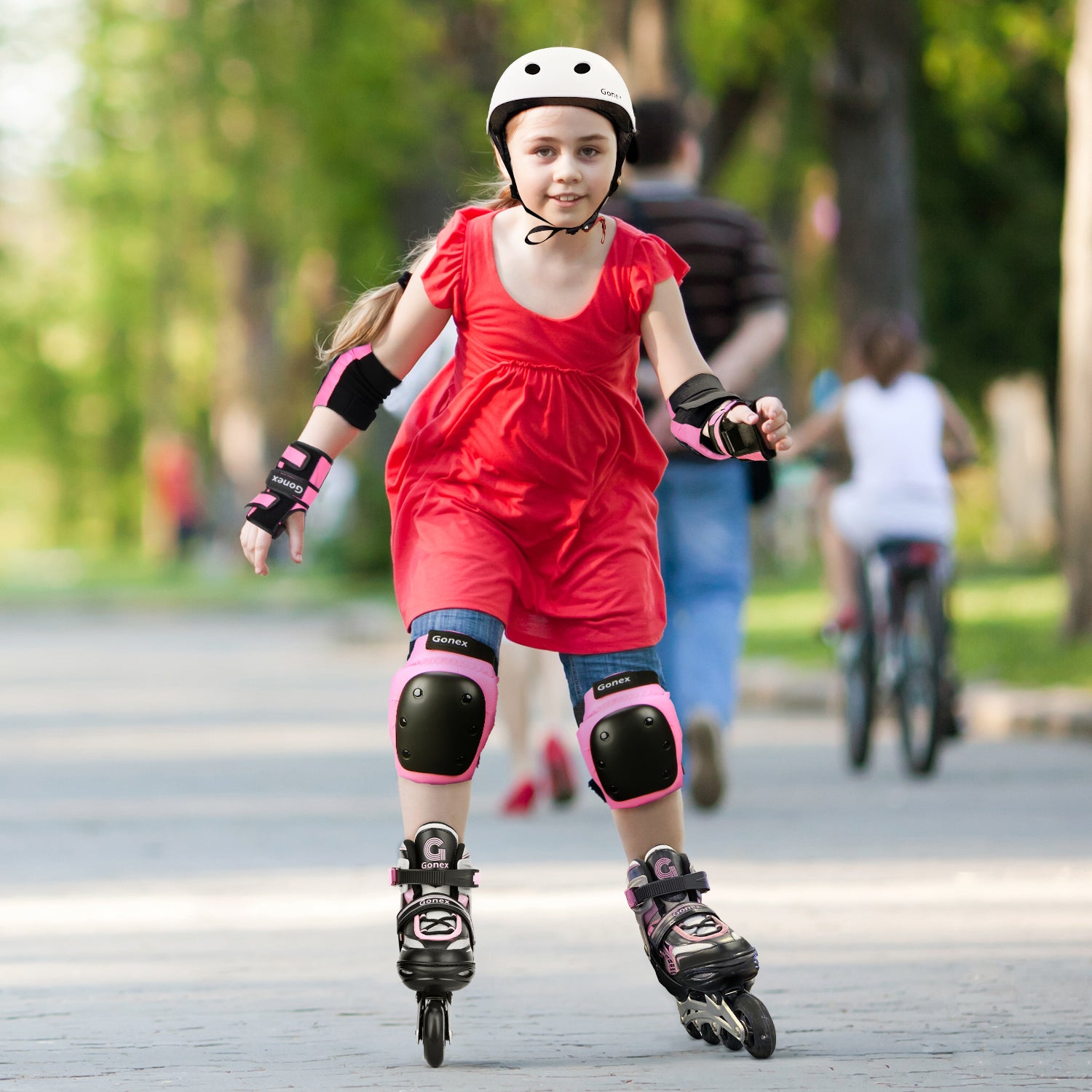 Gonex Skateboard-Ellbogenschützer, Knieschützer mit Handgelenkschützern für Kinder, Jugendliche und Erwachsene