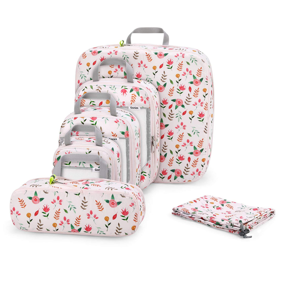 Gonex Floral Compression Packing Cubes