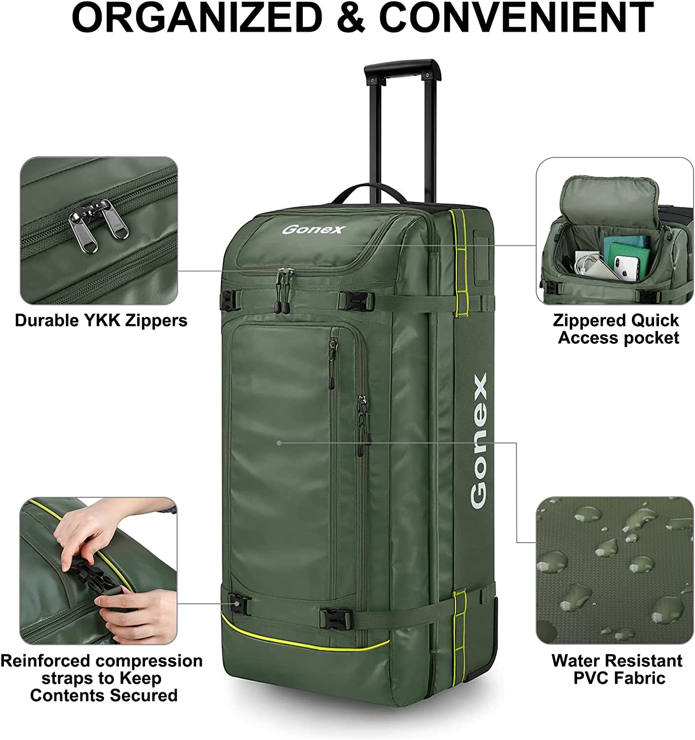 cheap large travel duffel bags Gonex 33 Inch Rolling Duffle Bags with Wheels